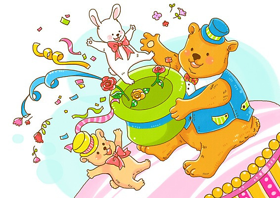 PSD 식물 동물 척추동물 육지동물 꽃 일러스트 곰 포유류 상상 동화 이벤트 사람없음 판타지 곰인형 마술 토끼 동화나라 마술사모자 마법사모자 마술쇼 팡파레 동심 국내일러스트 모자_잡화 인형 반려동물 파일형식