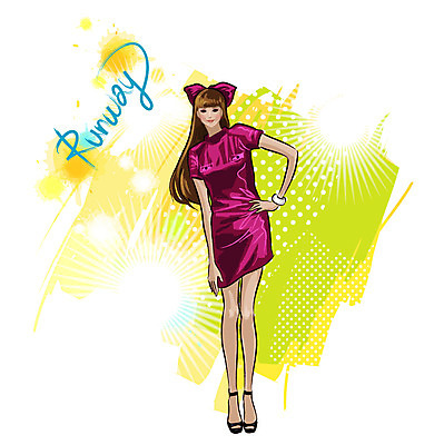 EPS 전신 모델 라이프스타일 옷 원피스 여자 패션 포즈 일러스트 한명 서기 사람 20대 성인 뷰티 워킹 코디 패션쇼 런웨이 여자만 여자한명만 성인여자만 청년만 청년여자만 성인한명만 청년여자한명만 성인여자한명만 성인만 국내일러스트 1 모션 청년 생활 쇼 파일형식 벡터