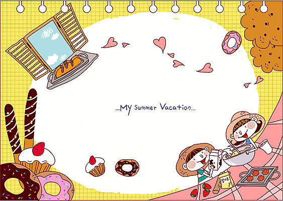 EPS 모자 학생 여자 어린이교육 교육 남자 초등학생 어린이 음식 빵 일러스트 창문 방학 여름방학 요리 사람 소녀 소년 두명 쿠키 제과 과자 케이크 하트 체험학습 도넛 바게트 밀짚모자 제빵 머핀 어린이만 국내일러스트 모양 모자_잡화 잡화 휴가 디저트 제과제빵 체험 파일형식 벡터 여름_계절