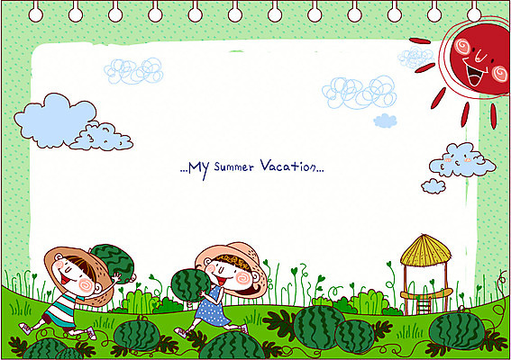 EPS 식물 구름 모자 학생 여자 어린이교육 교육 남자 초등학생 어린이 음식 과일 일러스트 자연 하늘 방학 여름음식 수박 여름방학 사람 소녀 소년 두명 태양 체험학습 오두막 밀짚모자 원두막 수박밭 수박서리 어린이만 제철음식 제철과일 국내일러스트 자연요소 모자_잡화 잡화 밭 휴가 체험 생태계 제철 파일형식 벡터 여름_계절