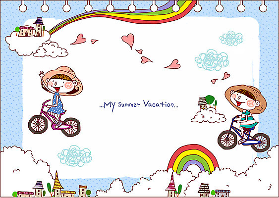 EPS 구름 모자 학생 건축물 여자 어린이교육 교육 남자 건축 초등학생 어린이 무지개 일러스트 방학 주택 여름방학 사람 소녀 소년 두명 건물 자전거 하트 체험학습 밀짚모자 어린이만 국내일러스트 자연요소 모양 모자_잡화 잡화 휴가 바이크 체험 파일형식 벡터 여름_계절