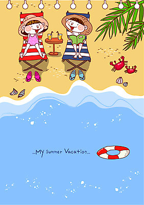 EPS 나무 식물 동물 학생 여자 어린이교육 교육 남자 여유 초등학생 어린이 바다 일러스트 방학 휴식 슬리퍼 여름방학 사람 소녀 소년 해변 두명 여름휴가 바캉스 모래사장 바다동물 꽃게 게 체험학습 소라 선베드 튜브 어린이만 국내일러스트 감정 신발 컨셉 의자 휴가 어패류 갑각류 수중동물 체험 파일형식 벡터 여름_계절