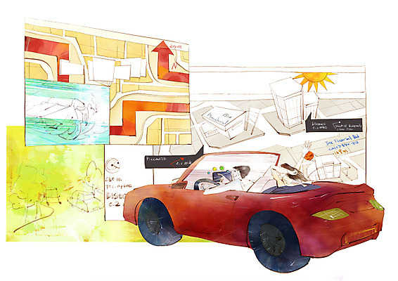 PSD 여자 남자 화살표 지도 일러스트 자동차 사람 20대 성인 두명 전자제품 통신기기 드라이브 운전 오픈카 스포츠카 IT라이프 길안내 네비게이션 청년만 성인만 국내일러스트 라이프스타일 육상교통 통신 모션 승용차 안내 정보기술 청년 기계 파일형식