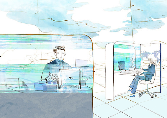 PSD 여자 남자 세계지도 일러스트 비즈니스 사람 20대 성인 두명 전자제품 컴퓨터 글로벌 사무실 업무 비즈니스맨 비즈니스우먼 작업실 첨단과학 IT라이프 청년만 성인만 국내일러스트 라이프스타일 과학 지도 정보기술 청년 세계 작업 직장인 파일형식