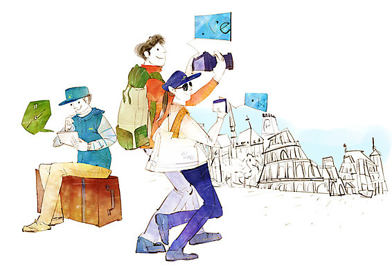 PSD 모자 여자 남자 여행 가방 일러스트 배낭 사람 20대 성인 세명 관광지 전자제품 카메라 여행가방 사진촬영 촬영 디지털카메라 로마 첨단과학 IT라이프 콜로세움 청년만 성인만 국내일러스트 라이프스타일 잡화 과학 정보기술 청년 이탈리아 파일형식