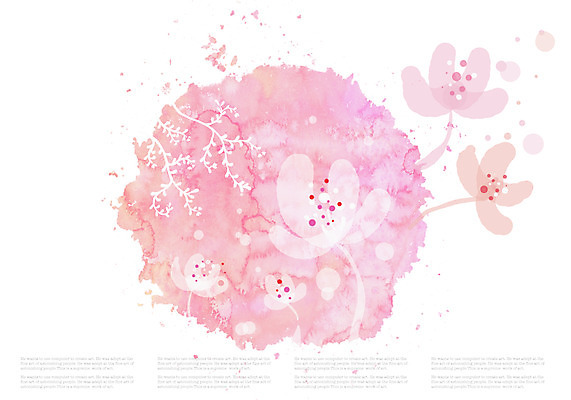 PSD 식물 문자 꽃 줄기 분홍색 캘리배경 백그라운드 일러스트 캘리그라피 글자캘리그라피 사람없음 단어 물감 번짐 국내일러스트 컬러 미술도구 파일형식 효과