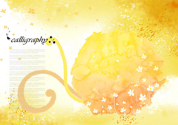 PSD 식물 문자 꽃 컬러 캘리배경 백그라운드 일러스트 캘리그라피 글자캘리그라피 사람없음 단어 노란색 물감 번짐 국내일러스트 미술도구 파일형식 효과