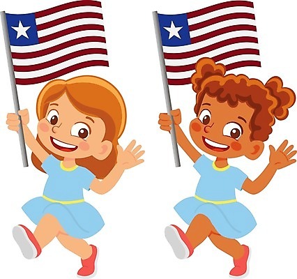 EPS 해외이미지 전신 무료이미지 여자 어린이 일러스트 들기 두명 국기 라이베리아 소녀만 라이베리아국기 해외202009 해외202105 해외일러스트 모션 아프리카 사람 여자만 어린이만 파일형식 벡터