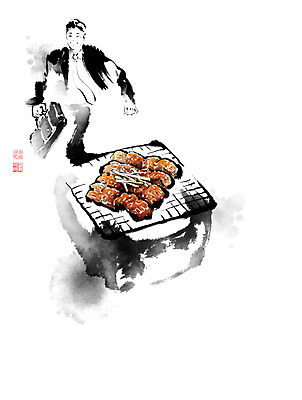 PSD 남자 한식 음식 가방 일러스트 캘리그라피 넥타이 붓터치 한명 사람 성인 전통음식 직장인 그릴 무 구이 장어 안주 나물 영양 번짐 불판 화로 건강식 장어구이 무채 성인남자한명만 자양식품 국내일러스트 직업 1 전통 그릇 잡화 채소 주방용품 뿌리채소 어류 생선요리 영양제 남자한명만 성인남자만 파일형식 효과