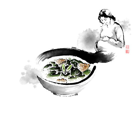 PSD 그릇 여자 한식 음식 일러스트 캘리그라피 붓터치 육류 한명 사람 성인 임산부 임신 전통음식 소고기 해초 영양 번짐 국물 파 미역 건강식 미역국 성인여자한명만 자양식품 국내일러스트 1 전통 식기 채소 식재료 해조류 국 영양제 여자한명만 성인여자만 파일형식 효과