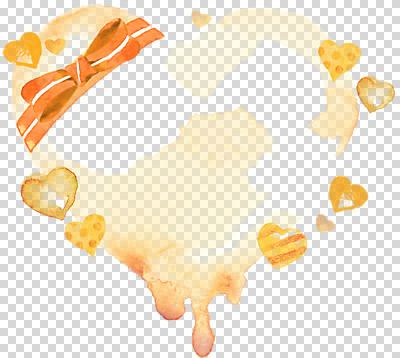 편집 편집이미지 리본 수채화 프레임 선물 사랑 누끼 사람없음 노란색 하트 번짐 PNG 하트프레임 편집소스 모양 감정 컬러 파일형식 효과