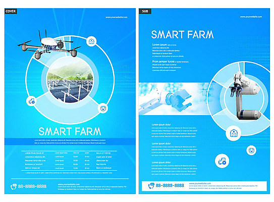 템플릿 ZIP 리플렛 팜플렛 사람없음 파란색 농장 농사 기계 농부 로봇 전단템플릿 전단 드론 인디자인 INDD 스마트팜 이미지템플릿 직업 컬러 농업 홍보물 파일형식