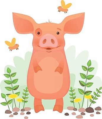 EPS 해외이미지 한마리 곤충 잎 일러스트 사람없음 귀여움 돌_바위 돼지 민들레 돼지캐릭터 해외202009 해외일러스트 식물 동물 1 꽃 동물캐릭터 컨셉 포유류 파일형식 벡터