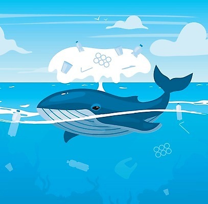 EPS 해외이미지 무료이미지 바다 일러스트 자연 사람없음 환경오염 보호 쓰레기 폐기물 일회용 플라스틱 고래 생태계 해양오염 해외202009 해외202105 해외일러스트 컨셉 포유류 재질 수중동물 파일형식 벡터