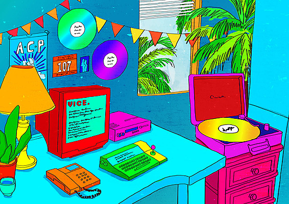 PSD 포스터 화분 백그라운드 일러스트 조명 사람없음 장식 컴퓨터 컬러풀 카페 빈티지 전화기 복고 가랜드 뉴트로 키치 국내일러스트 컬러 컨셉 전자제품 상점 파티용품 파일형식