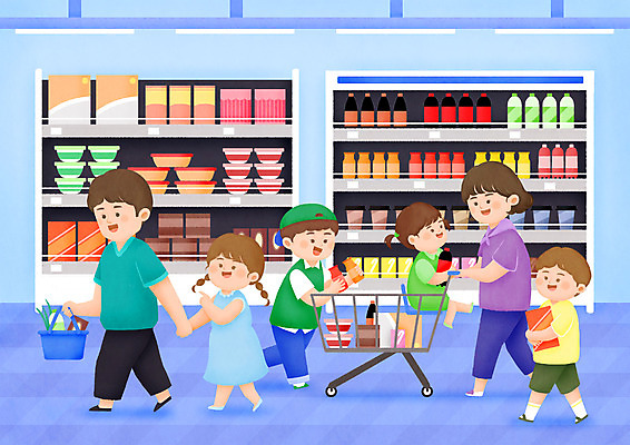 전신 PSD 여자 남자 딸 아들 음료 어린이 일러스트 가족 엄마 대가족 여러명 성인 쇼핑 과자 카트 아빠 쇼핑몰 구경 스토어 국내일러스트 다수 관계 디저트 사람 파일형식