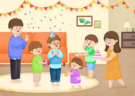 전신 PSD 여자 남자 딸 아들 어린이 일러스트 가족 엄마 대가족 선물 여러명 성인 파티 케이크 기쁨 축하 생일파티 생일 아빠 편지 국내일러스트 기념일 감정 다수 컨셉 관계 디저트 사람 이벤트 파일형식