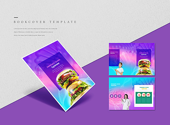PSD 템플릿 표지디자인 북디자인 출판디자인 여자 표지 ZIP 내지 리플렛 북커버 청진기 팜플렛 20대 성인 두명 보라색 한국인 의사 햄버거 성인여자만 햄버거병 이미지템플릿 컬러 의료기기 패스트푸드 사람 동양인 청년 의료진 질병 여자만 성인만 파일형식