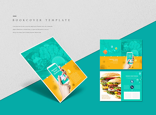 PSD 템플릿 표지디자인 북디자인 손 출판디자인 표지 ZIP 내지 리플렛 북커버 팜플렛 신체부위 스마트폰 노란색 햄버거 민트색 햄버거병 이미지템플릿 컬러 패스트푸드 사람 핸드폰 스마트기기 질병 파일형식