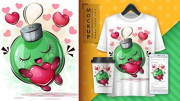EPS 해외이미지 무료이미지 캐릭터 티셔츠 일러스트 사랑 사람없음 스마트폰 하트 테이크아웃컵 목업 벡터 해외202009 해외202105 해외일러스트 일러캐릭터 모양 감정 셔츠 컵 핸드폰 스마트기기 파일형식