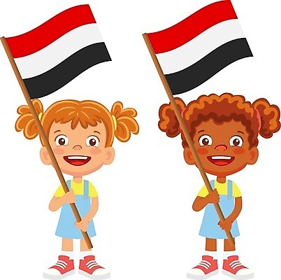 EPS 해외이미지 전신 여자 어린이 일러스트 들기 두명 국기 예멘 예멘공화국 소녀만 해외202009 해외일러스트 모션 사람 공화국 여자만 어린이만 파일형식 벡터
