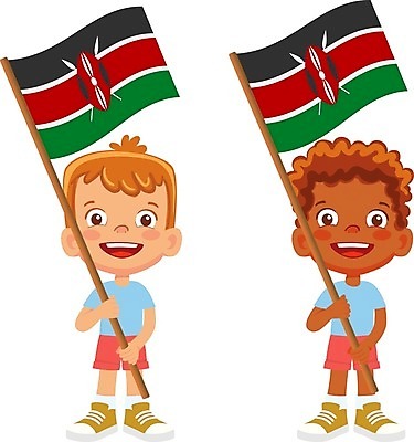 EPS 해외이미지 전신 남자 어린이 일러스트 들기 소년 두명 국기 케냐 케냐국기 소년만 해외202009 해외일러스트 모션 아프리카 사람 남자만 어린이만 파일형식 벡터