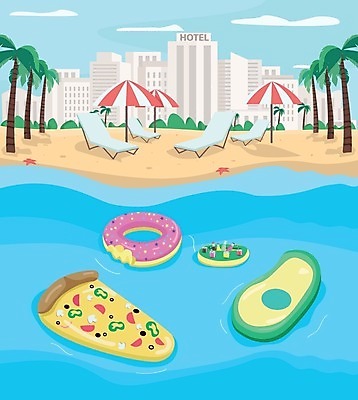 EPS 해외이미지 구름 음료 일러스트 물놀이 하늘 호텔 휴식 피자 해변 사람없음 야자수 도시 파라솔 도넛 선베드 튜브 아보카도 해외202009 해외일러스트 자연요소 나무 바다 컨셉 의자 과일 놀이 숙소 디저트 패스트푸드 서양음식 파일형식 벡터