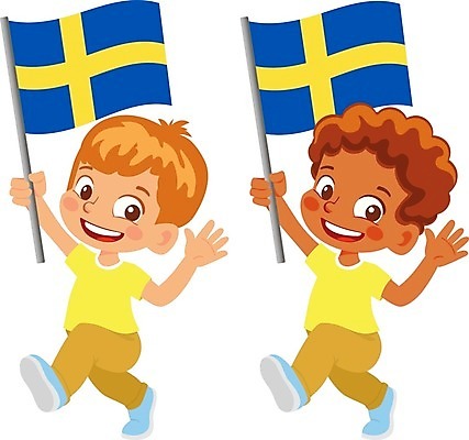EPS 해외이미지 전신 캐릭터 남자 어린이 일러스트 스웨덴 들기 소년 두명 국기 스웨덴국기 소년만 해외202009 해외일러스트 일러캐릭터 모션 북유럽 사람 남자만 어린이만 파일형식 벡터