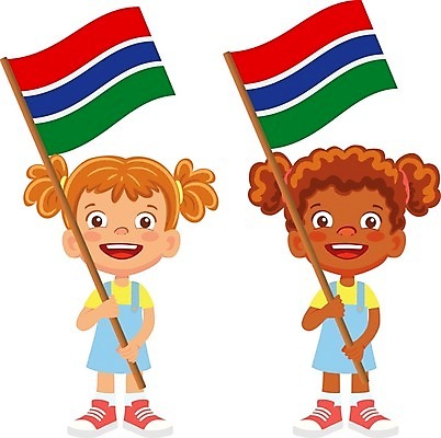 EPS 해외이미지 전신 여자 어린이 일러스트 들기 두명 국기 감비아 감비아국기 소녀만 해외202009 해외일러스트 모션 아프리카 사람 여자만 어린이만 파일형식 벡터