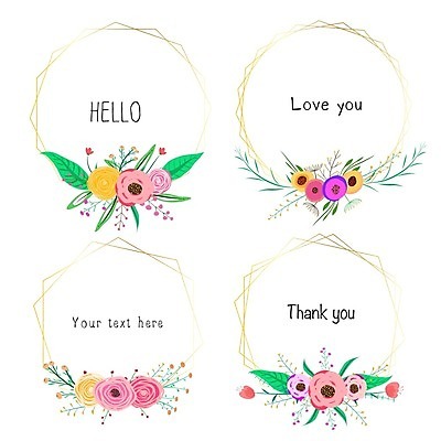 EPS 해외이미지 꽃 선 잎 일러스트 사람없음 세트 테두리 지오메트릭 해외202009 해외일러스트 식물 파일형식 벡터