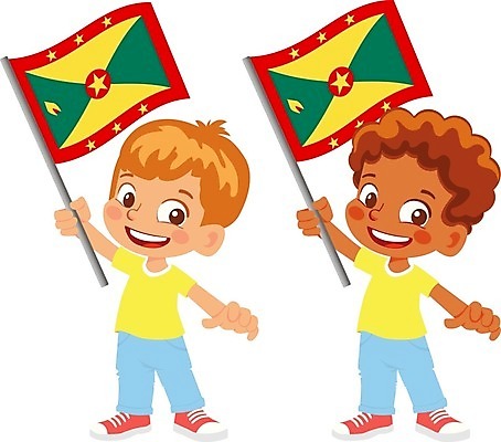 EPS 해외이미지 전신 남자 어린이 일러스트 들기 소년 두명 국기 그레나다 소년만 그레나다국기 해외202009 해외일러스트 모션 사람 남아메리카 남자만 어린이만 파일형식 벡터