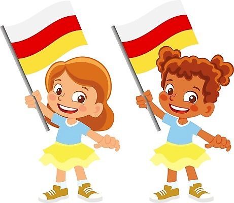 EPS 해외이미지 전신 캐릭터 여자 어린이 일러스트 들기 두명 국기 소녀만 남오세티야 남오세티야국기 해외202009 해외일러스트 일러캐릭터 모션 사람 여자만 어린이만 파일형식 벡터