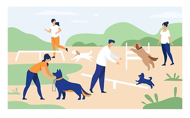 EPS 해외이미지 동물 공원 여자 교육 남자 반려견 일러스트 놀이 사람 여러명 성인 취미 야외 반려동물 산책 도시 그룹 개 강아지 커뮤니티 해외202009 해외일러스트 공공시설 다수 포유류 휴식 파일형식 벡터