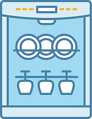 EPS 해외이미지 식기 접시 가사 일러스트 주방용품 사람없음 파란색 전자제품 식기세척기 해외202009 해외일러스트 컬러 생활용품 가전제품 파일형식 벡터