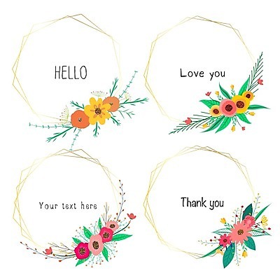 EPS 해외이미지 꽃 선 잎 일러스트 사람없음 세트 테두리 지오메트릭 해외202009 해외일러스트 식물 파일형식 벡터