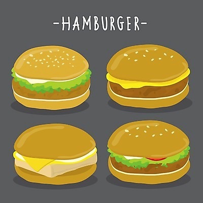 EPS 해외이미지 백그라운드 채소 일러스트 타이포그라피 사람없음 갈색 햄버거 패티 해외202009 해외일러스트 문자 컬러 패스트푸드 파일형식 벡터