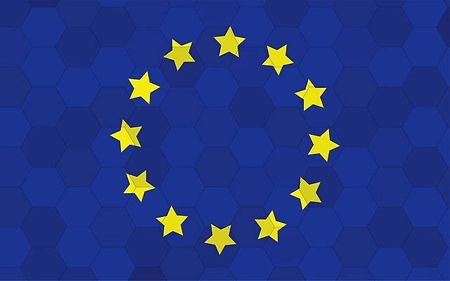 EPS 해외이미지 디자인 배너 유럽 문화 여행 백그라운드 일러스트 추상 미래 그래픽 파란색 노란색 깃발 황금 심볼 사인 그림 육각형 직사각형 애국심 벌집 고립 독립 전국 해외202009 해외일러스트 도형 나라 컬러 컨셉 무늬 파일형식 벡터