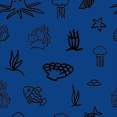 EPS 해외이미지 별 바다 패턴 일러스트 조개 불가사리 어류 껍질 해조류 산호 낙서 스케치 문어 암초 해외202009 해외일러스트 자연요소 무늬 어패류 극피동물 연체동물 미술 수중동물 해양식물 자포동물 파일형식 벡터