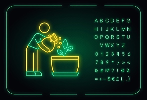 EPS 해외이미지 화분 일러스트 사람모양 사람없음 원예 네온 묘목 영양제 해외일러스트 모양 나무 취미 약 파일형식 벡터