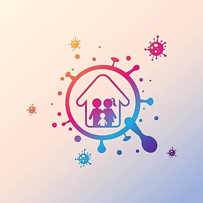 EPS 해외이미지 디자인 캠페인 컨셉 일러스트 가족 주택 건강 경고 안전 사람 펼침 호흡기관 바이러스 보호 질병 위험 심볼 사인 예방 감염 경보 고립 그만 소셜 전염병 주목 해외202009 해외일러스트 의학 관계 모션 건물 장기_의학 파일형식 벡터