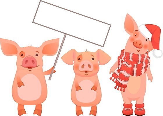 EPS 해외이미지 동물 캐릭터 배너 크리스마스 일러스트 기념 세트 잡기 돼지 메시지 만화 사인 카피스페이스 해외202009 해외일러스트 일러캐릭터 기념일 포유류 모션 공백 파일형식 벡터