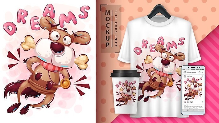 EPS 해외이미지 캐릭터 티셔츠 일러스트 뼈 사람없음 스마트폰 개 강아지 불독 테이크아웃컵 목업 벡터 해외202009 해외일러스트 일러캐릭터 셔츠 포유류 컵 핸드폰 스마트기기 반려동물 파일형식
