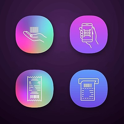 EPS 해외이미지 일러스트 들기 사람없음 스마트폰 바코드 손모양 영수증 QR코드 해외202009 해외일러스트 모양 모션 금융 핸드폰 스마트기기 파일형식 벡터 손_신체부위