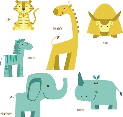 EPS 해외이미지 무료이미지 캐릭터 일러스트 코끼리 호랑이 기린 얼룩말 코뿔소 야크 해외202009 해외일러스트 포유류 말_동물 파일형식 벡터 무료콘텐츠