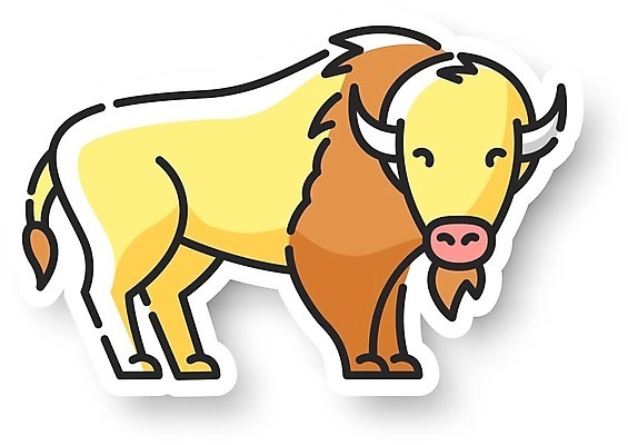 EPS 해외이미지 한마리 스티커 일러스트 사람없음 들소 해외202009 해외일러스트 1 소 파일형식 벡터