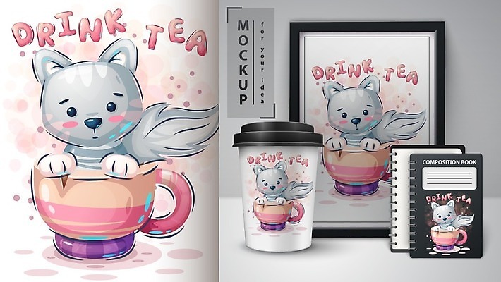 EPS 해외이미지 캐릭터 액자 티셔츠 일러스트 사람없음 공책 고양이 스프링노트 테이크아웃컵 목업 벡터 해외202009 해외일러스트 일러캐릭터 셔츠 포유류 문구용품 컵 반려동물 파일형식