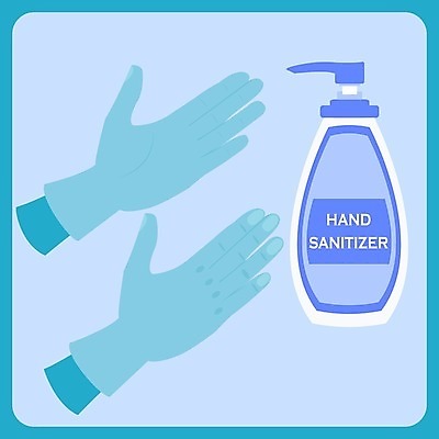 EPS 해외이미지 손 장갑 일러스트 손가락 건강 손바닥 안전 파란색 보호 심볼 고립 라텍스 해외202009 해외일러스트 잡화 컬러 컨셉 신체부위 파일형식 벡터