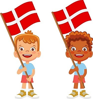 EPS 해외이미지 전신 남자 어린이 일러스트 덴마크 들기 소년 두명 국기 덴마크국기 소년만 해외202009 해외일러스트 모션 북유럽 사람 남자만 어린이만 파일형식 벡터