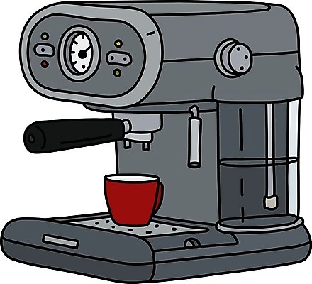 EPS 해외이미지 커피 음료 일러스트 컵 빨간색 금속 주방 검은색 회색 흰색 바 뜨거움 만화 복고 만들기 언론 에스프레소 해외202009 해외일러스트 식기 컬러 모션 재질 파일형식 벡터