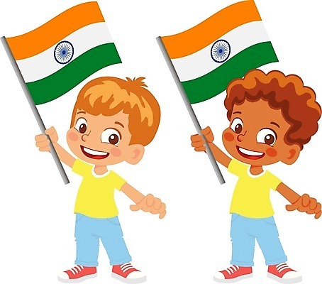 EPS 해외이미지 전신 남자 어린이 일러스트 들기 소년 두명 국기 심볼 인도국기 소년만 해외202009 해외일러스트 모션 사람 남자만 어린이만 파일형식 벡터
